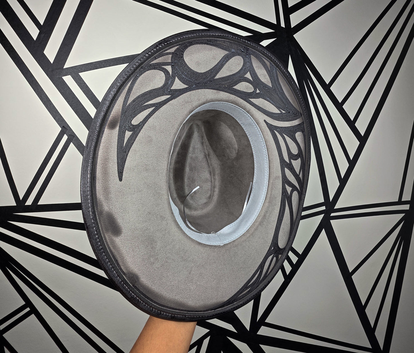 Gray/Black Wide Brim Fedora