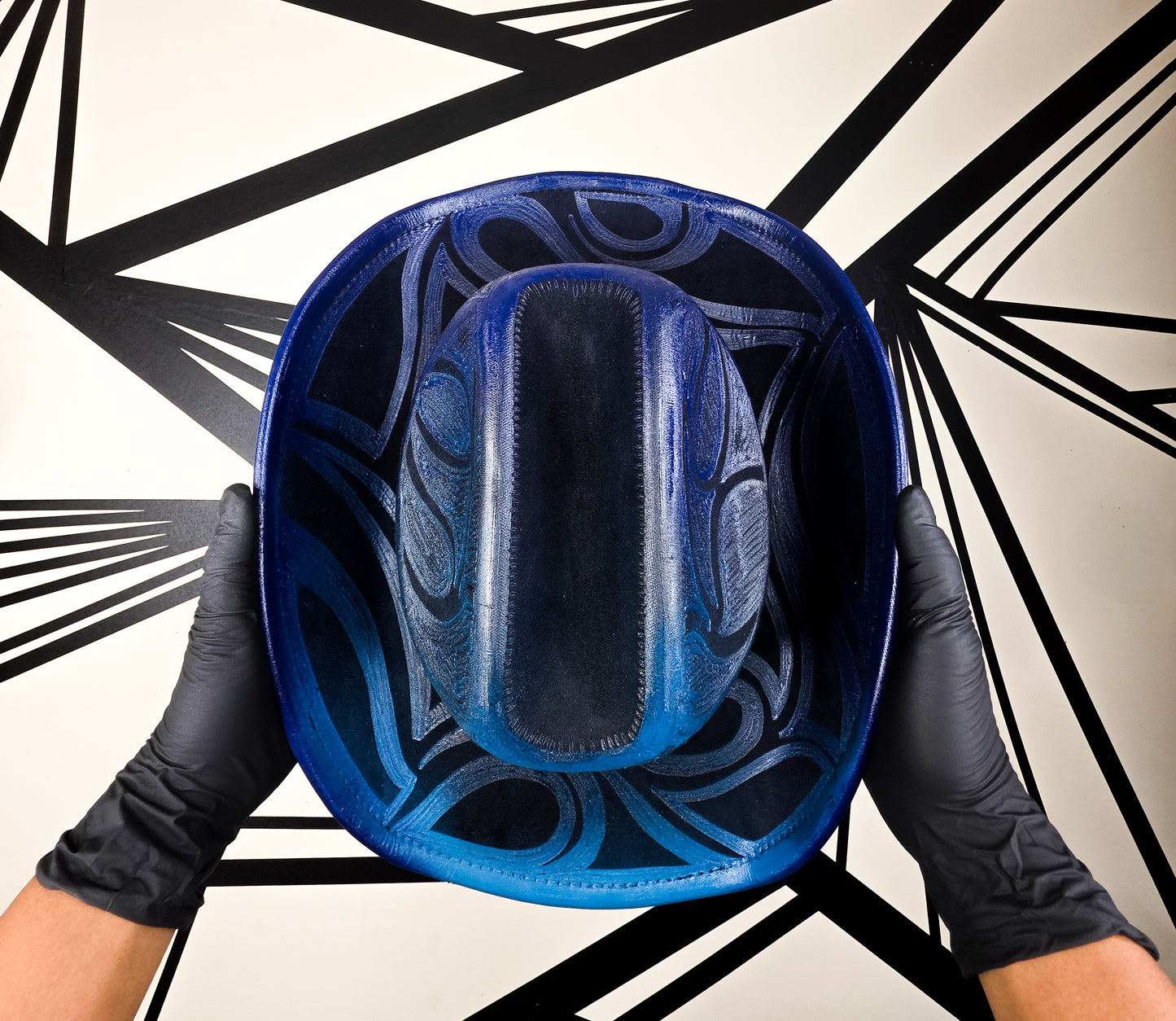 Black/Blue Wide Brim Cowboy Hat