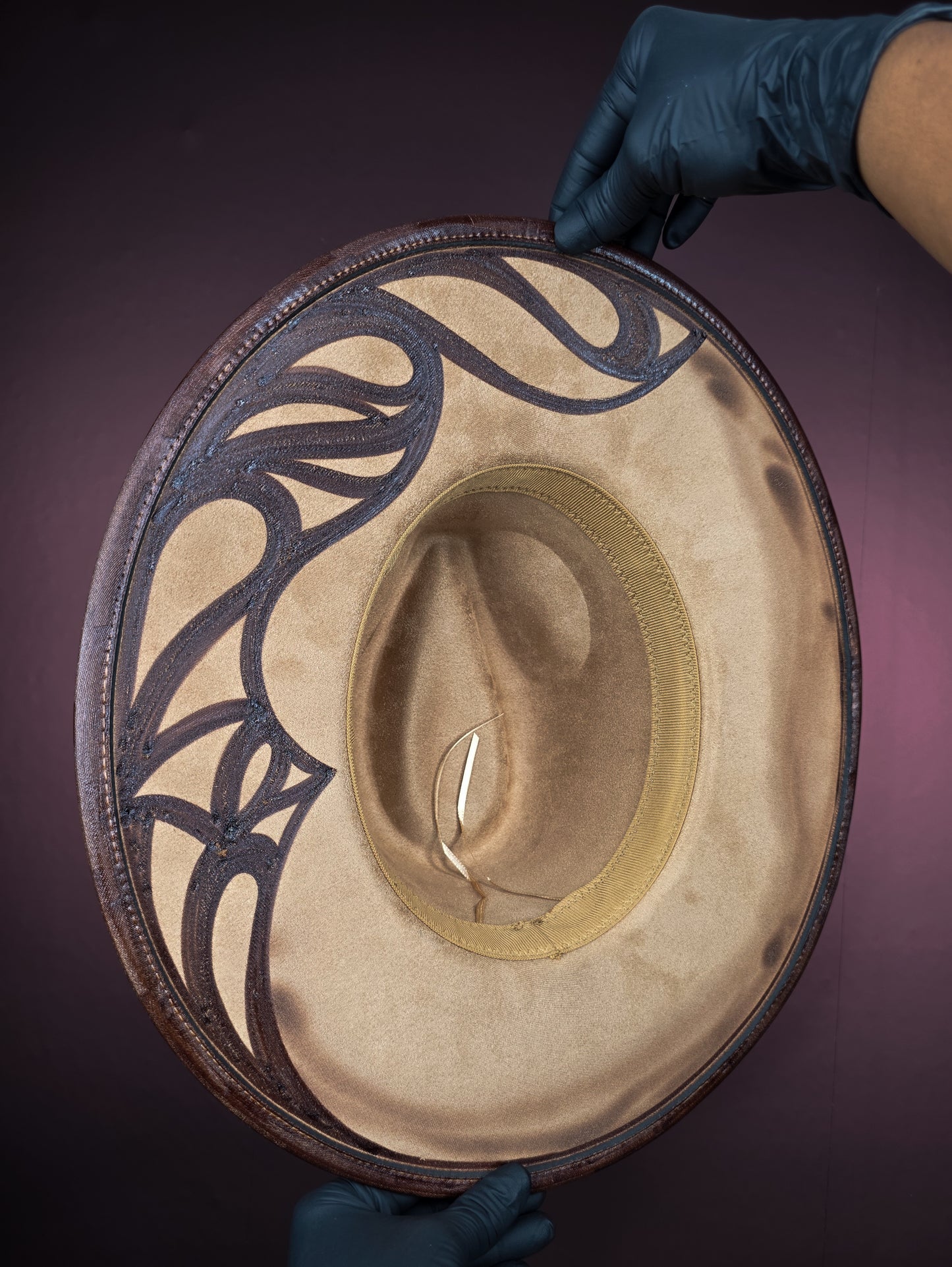 Torched Khaki Wide Brim Fedora