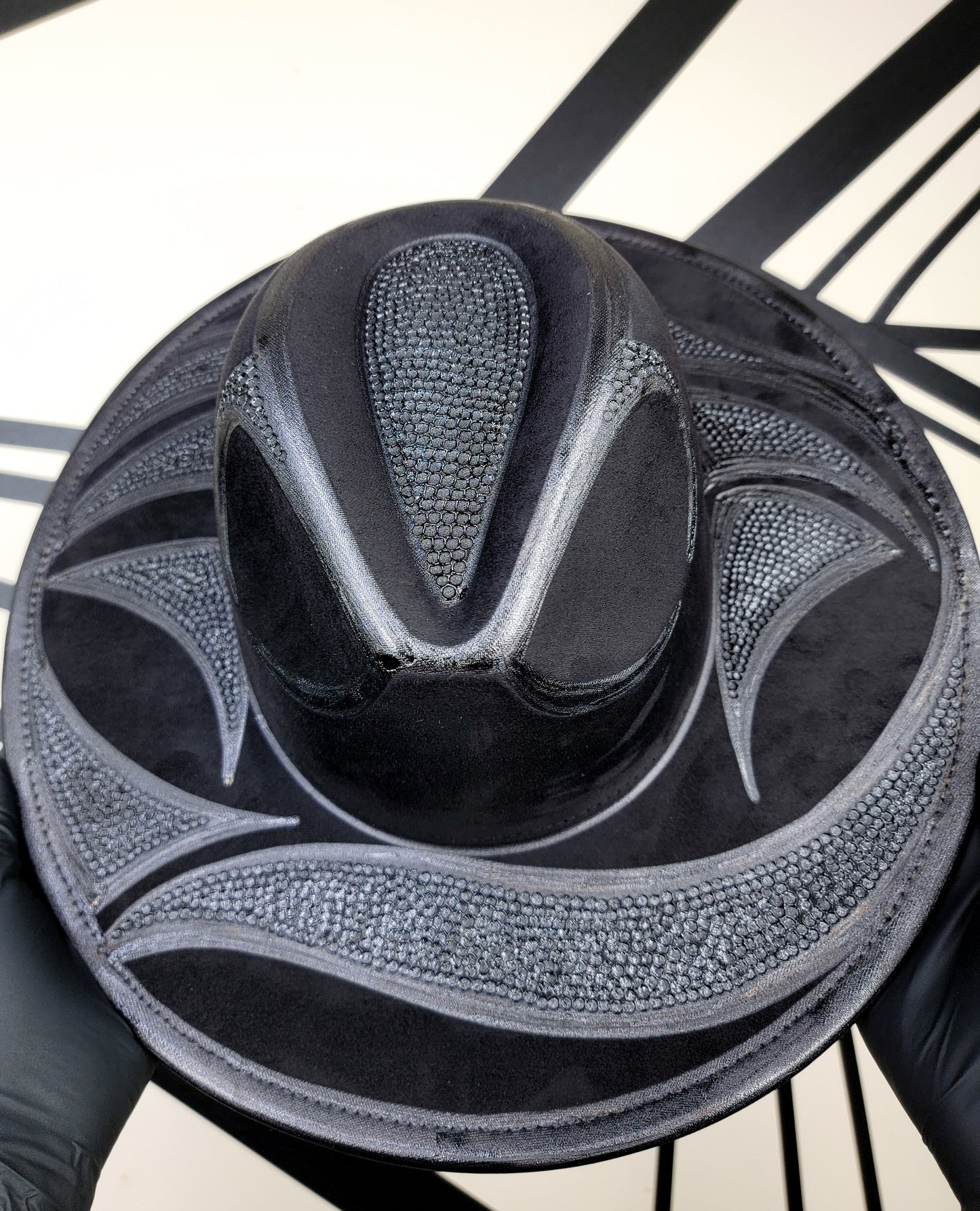 Black/Textured Wide Brim Fedora