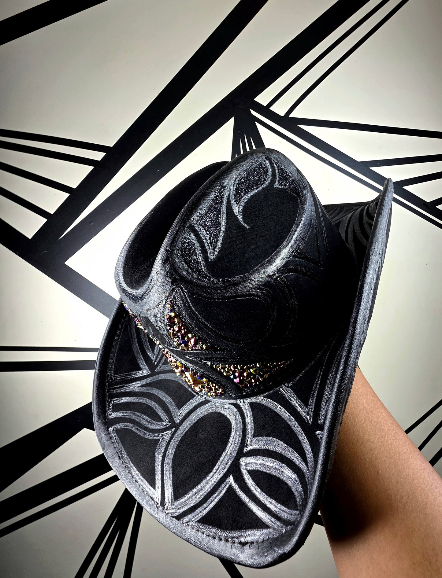 Wide Brim Jeweled/Glittered Cowboy Hat