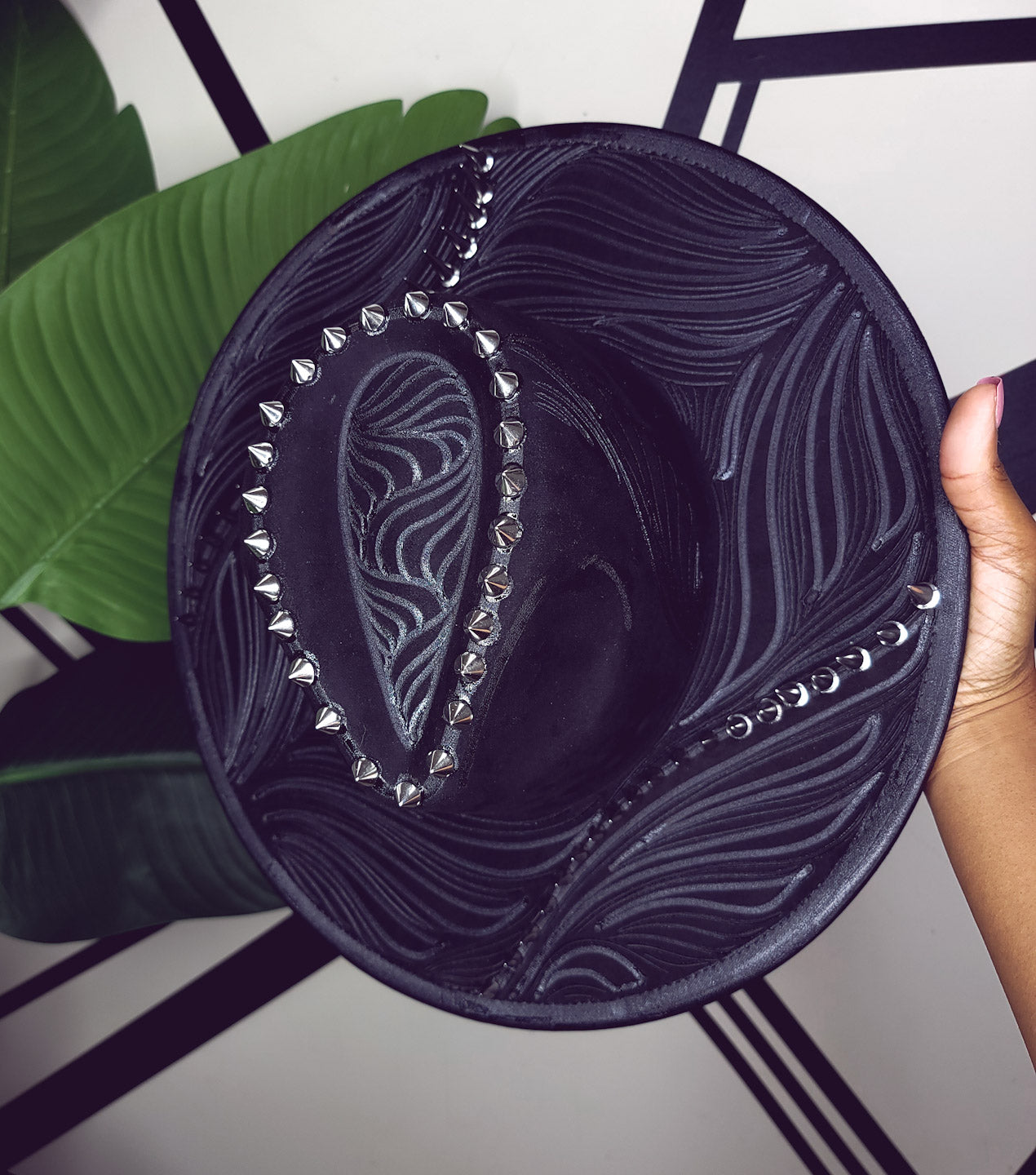 Spiked Black Wide Brim Fedora