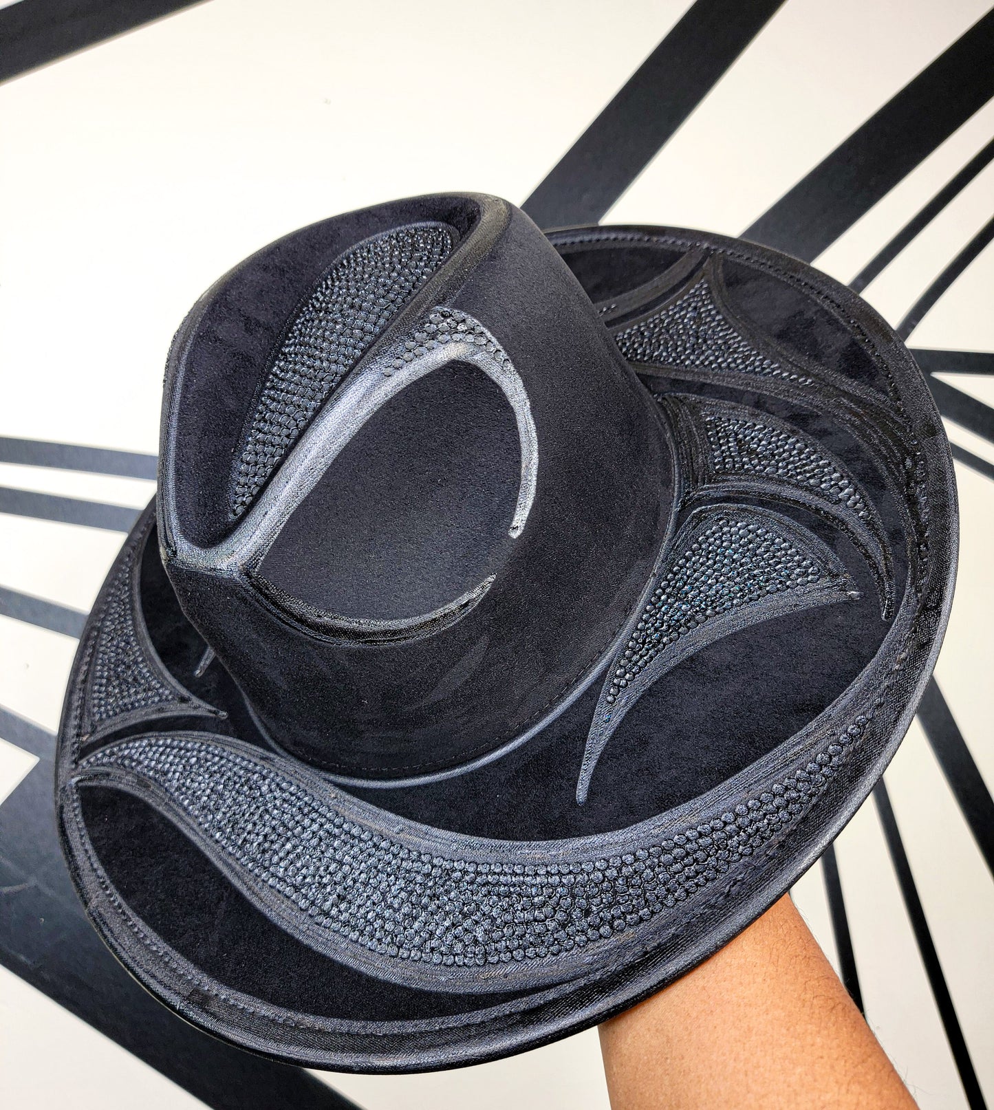 Black/Textured Wide Brim Fedora