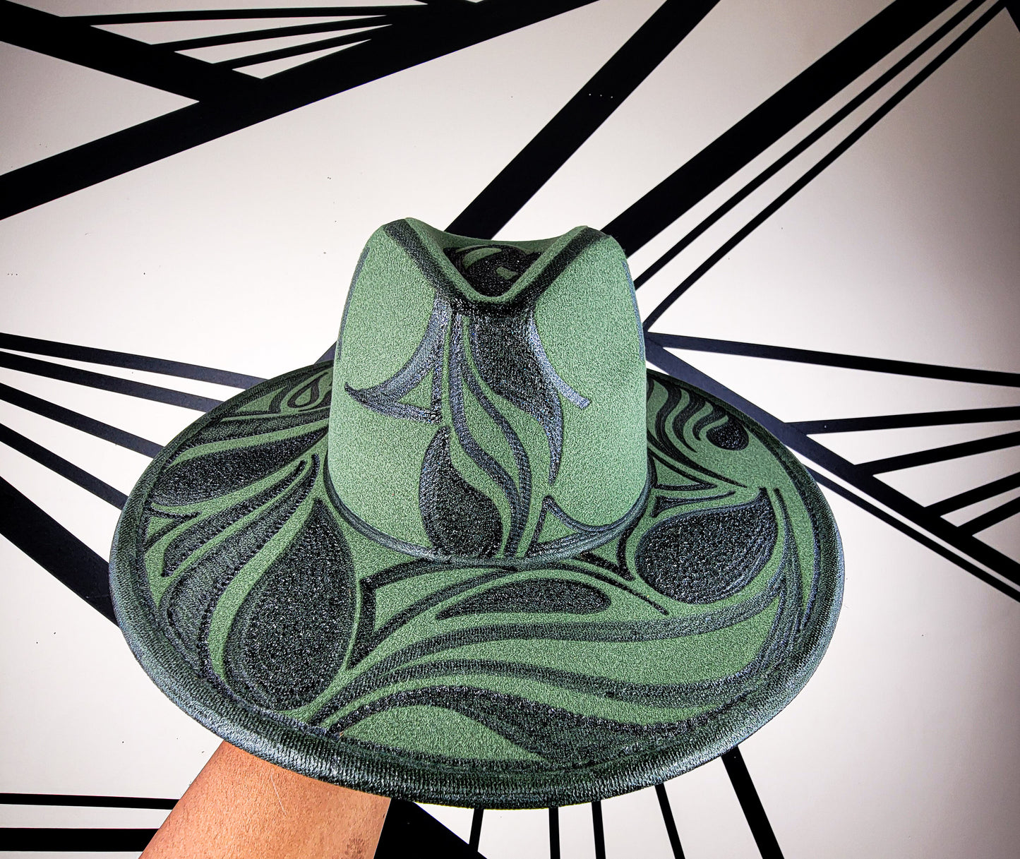 Dark Olive Wide Brim Fedora