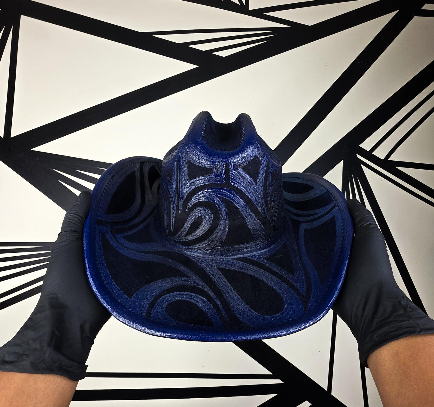 Black/Blue Wide Brim Cowboy Hat