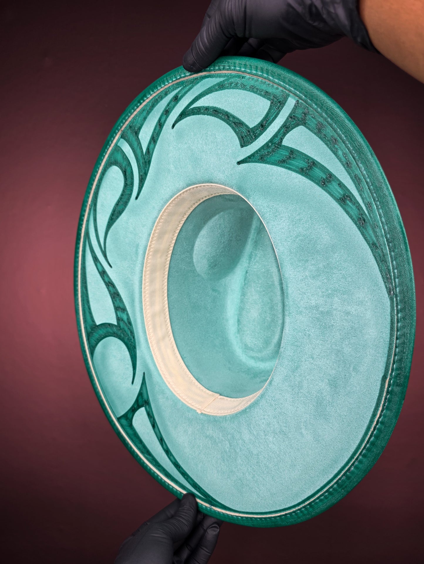 Torched Seafoam Green Wide Brim Fedora