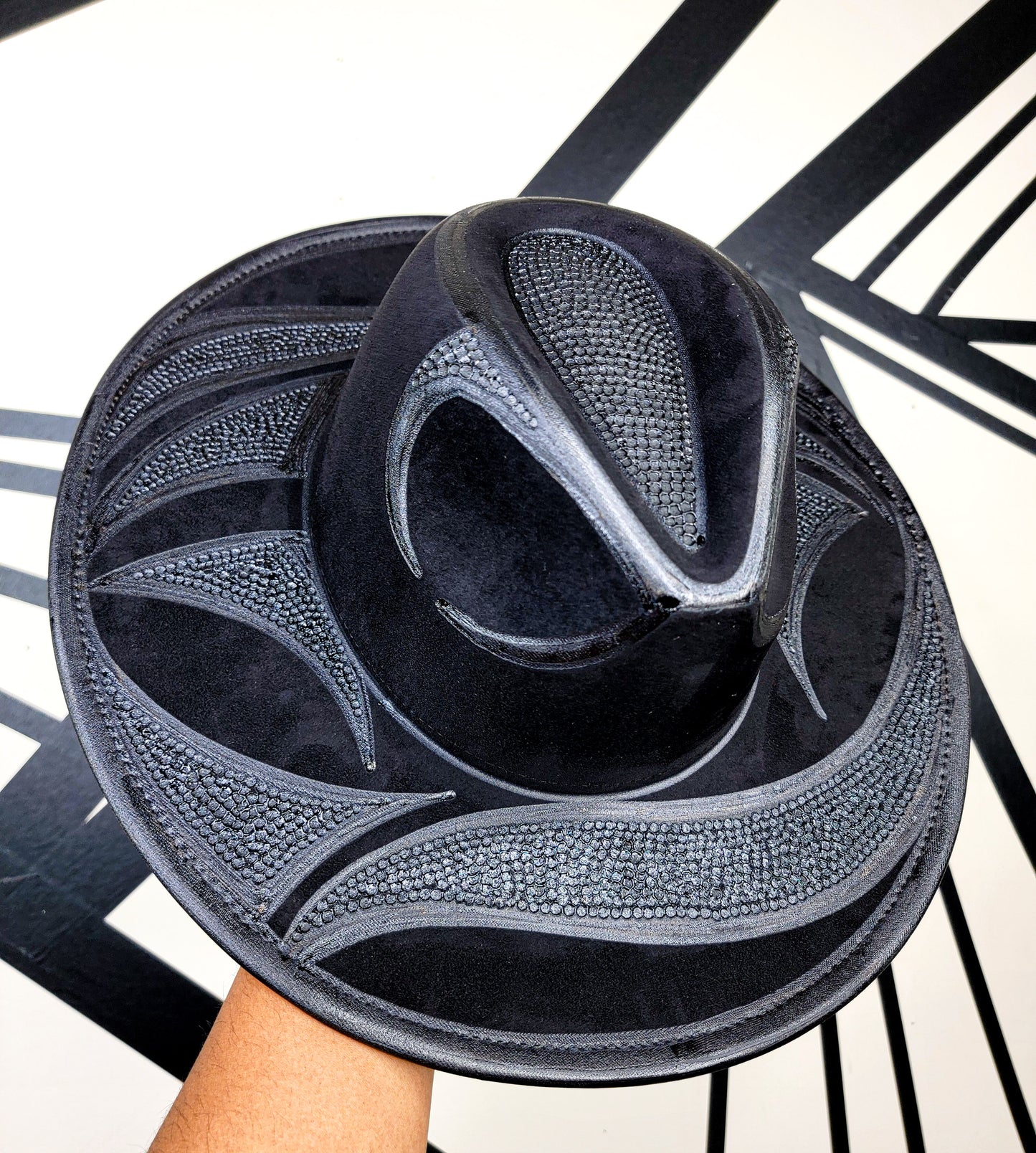 Black/Textured Wide Brim Fedora