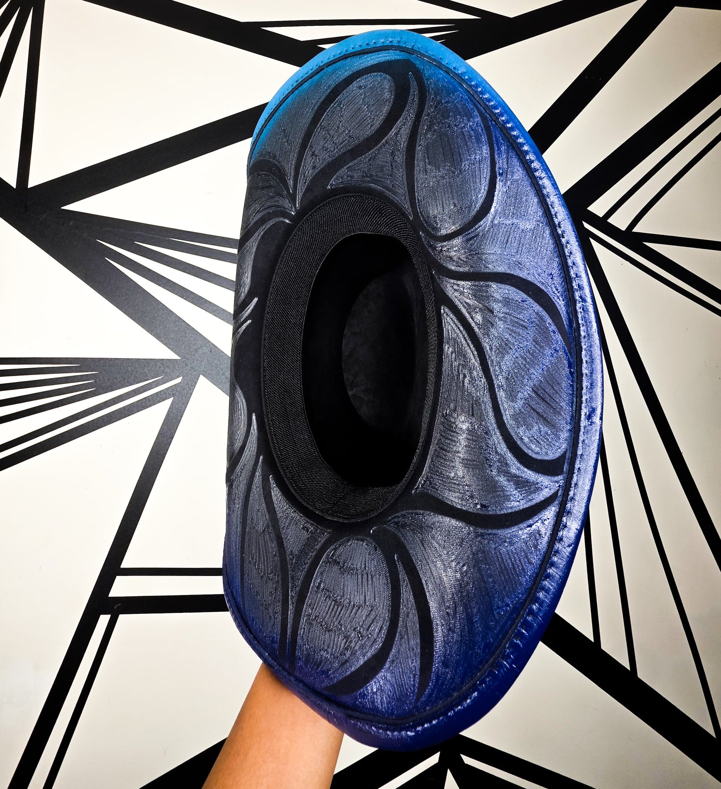Black/Blue Wide Brim Cowboy Hat