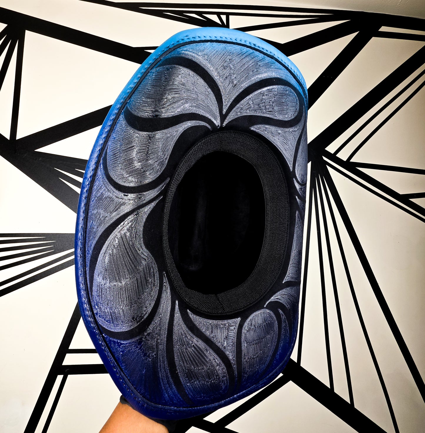Black/Blue Wide Brim Cowboy Hat