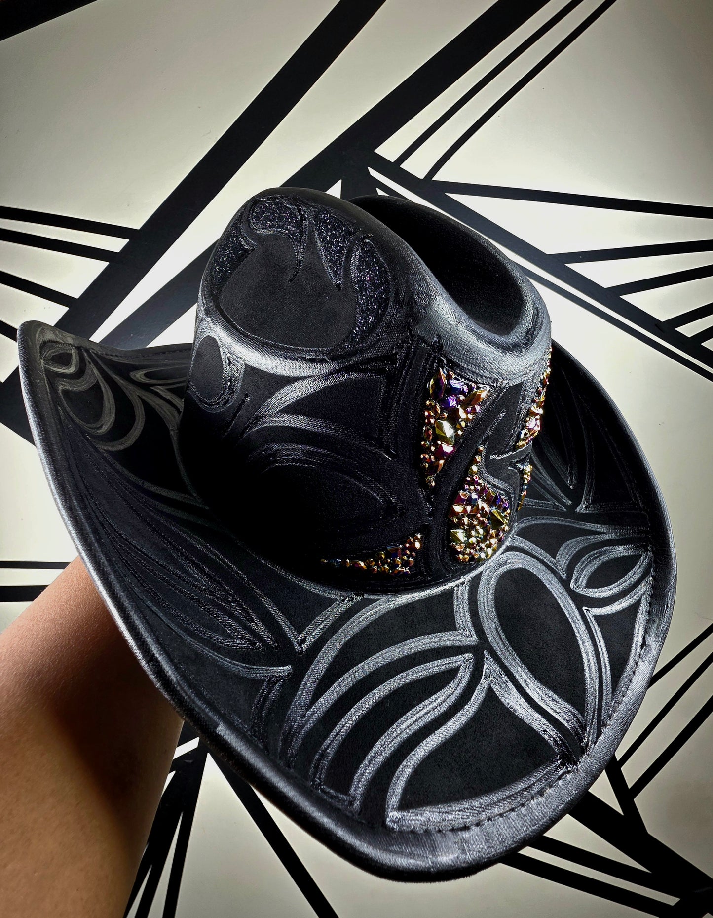 Wide Brim Jeweled/Glittered Cowboy Hat