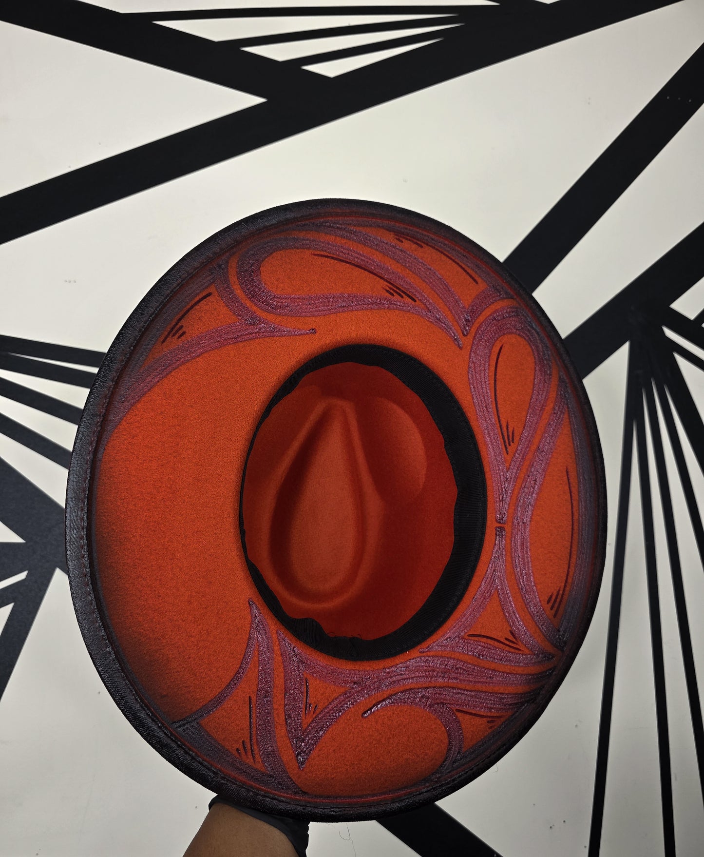 Burnt Orange/Black Wide Brim Fedora