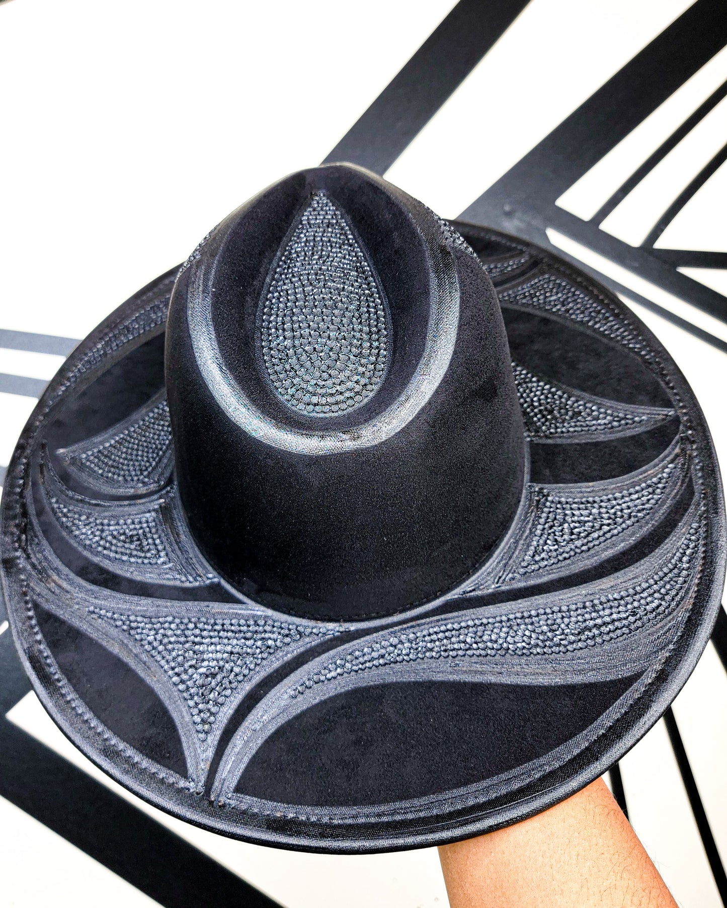 Black/Textured Wide Brim Fedora