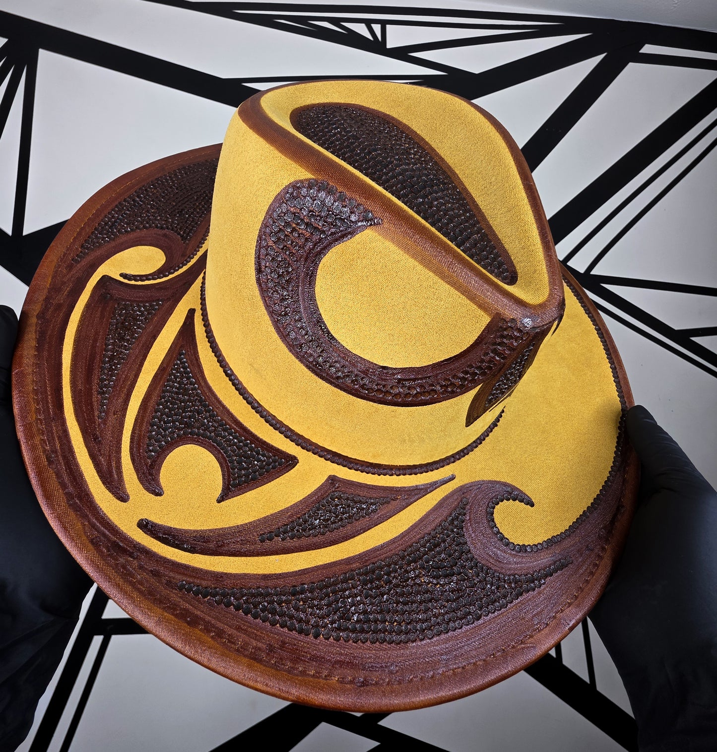 Marigold/Brown Wide Brim Fedora