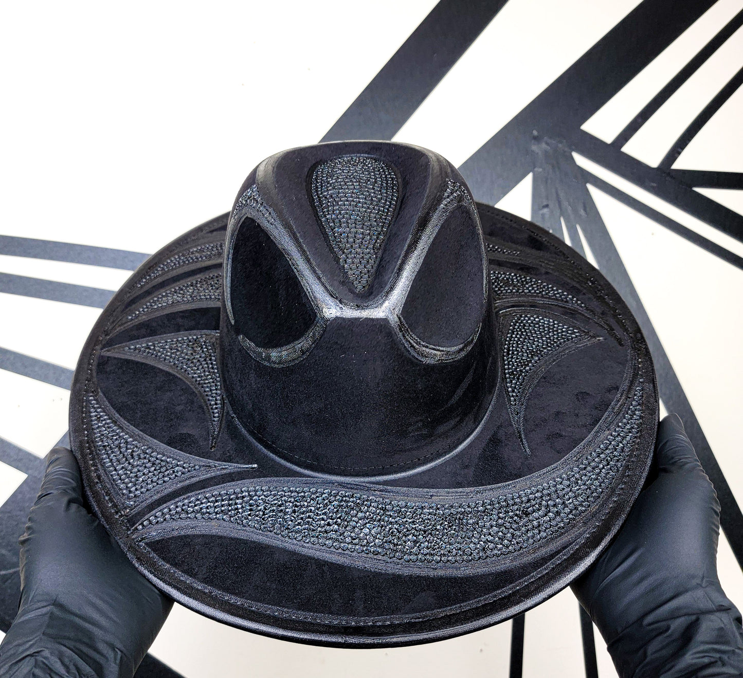 Black/Textured Wide Brim Fedora