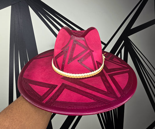 Magenta/Maroon Wide Brim Fedora (w/2 removable bands )