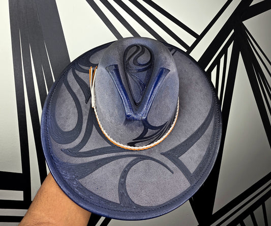 Steel Gray/Navy Wide Brim Fedora (w/2 removable bands)