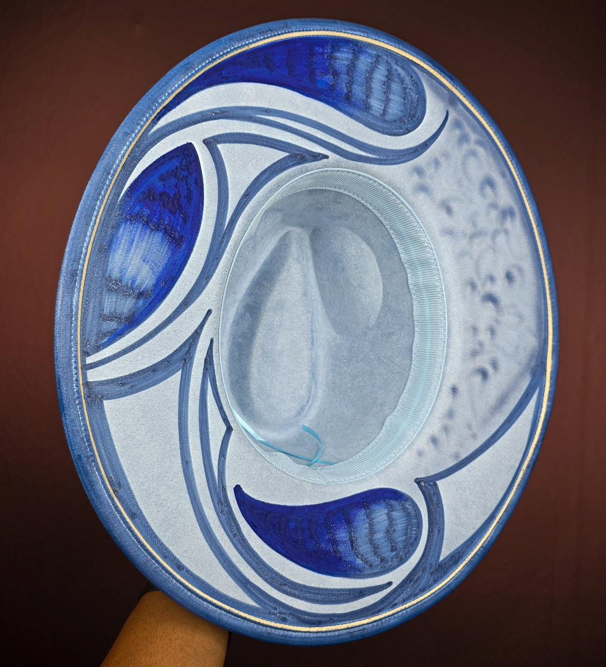 Torched Triple Blue Wide Brim Fedora