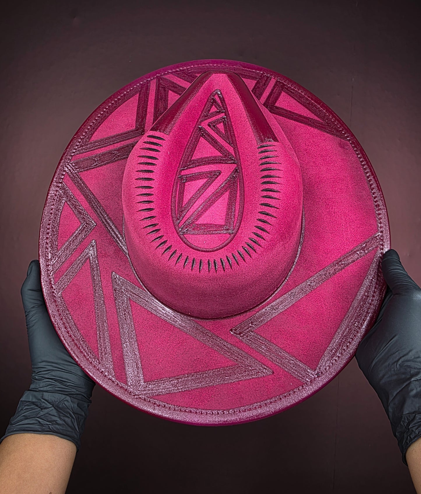Torched Magenta/Maroon Wide Brim Fedora