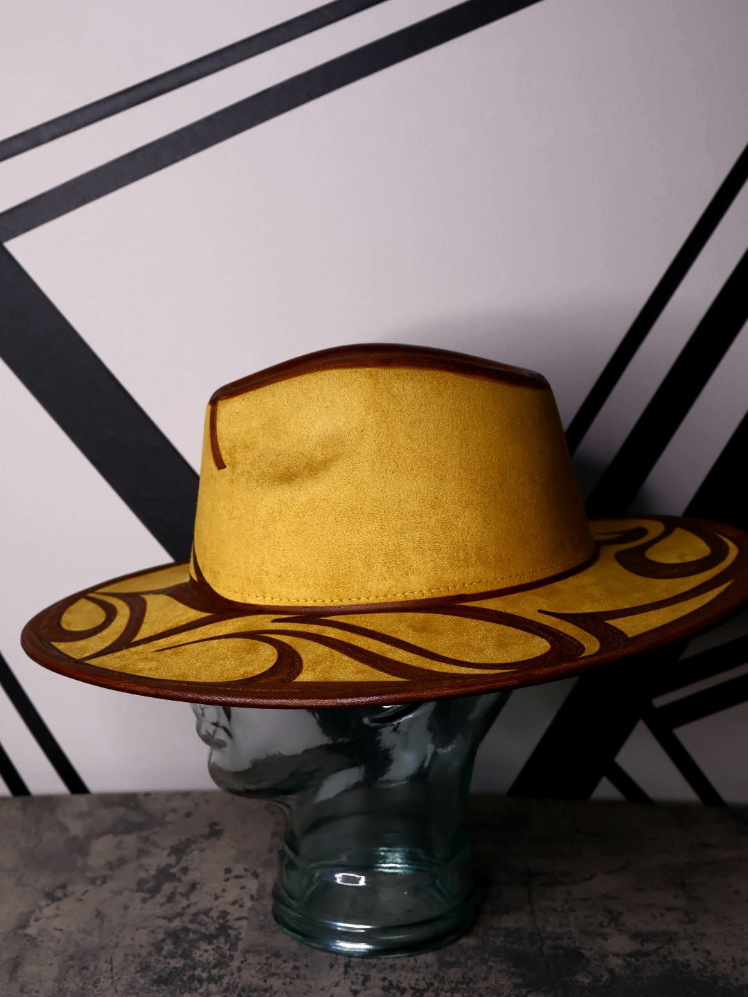 Marigold/Brown Wide Brim Fedora