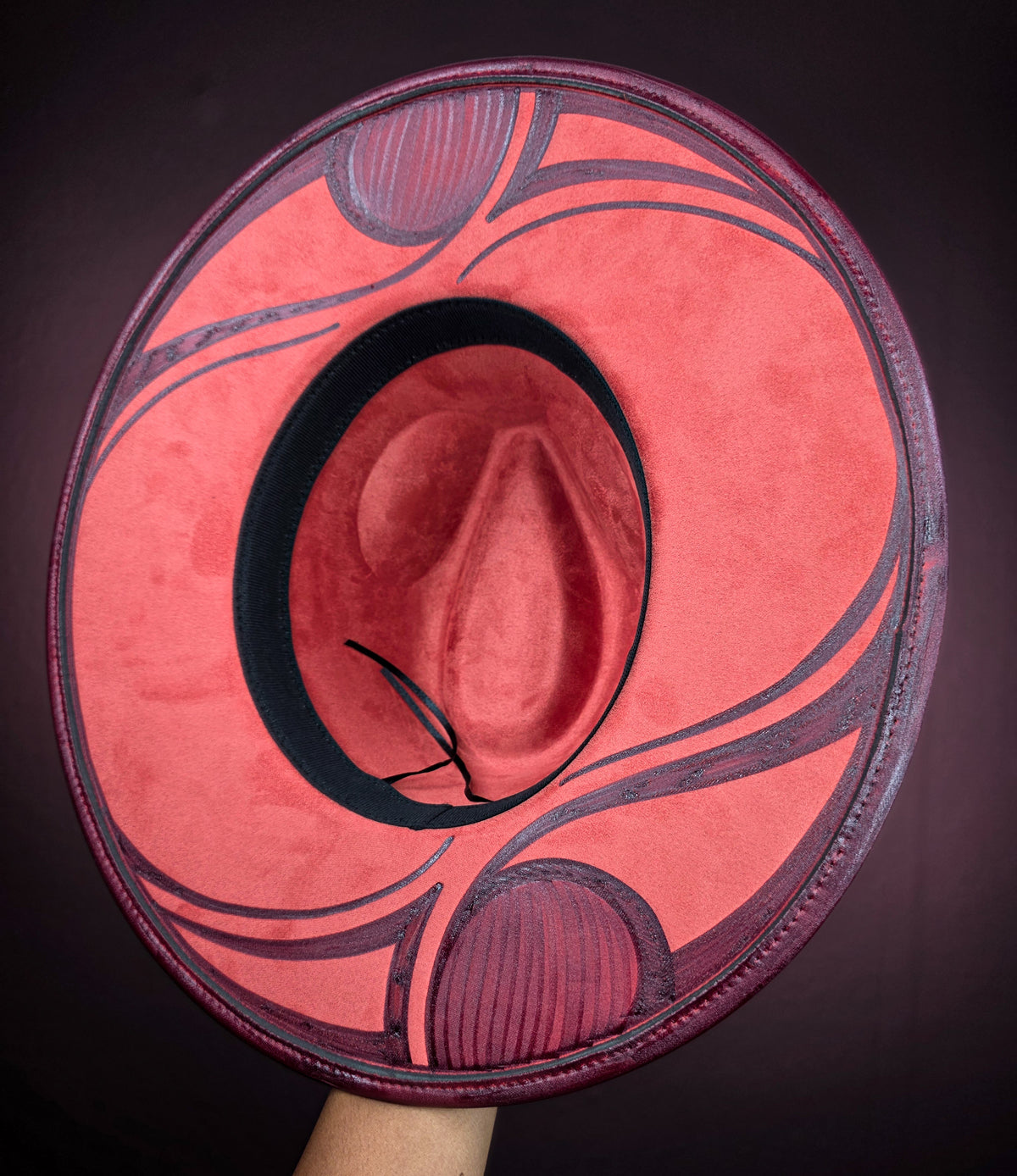 Torched Off Red Wide Brim Fedora