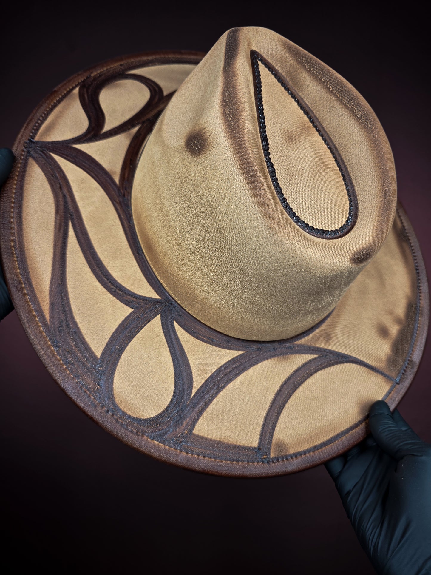 Torched Khaki Wide Brim Fedora