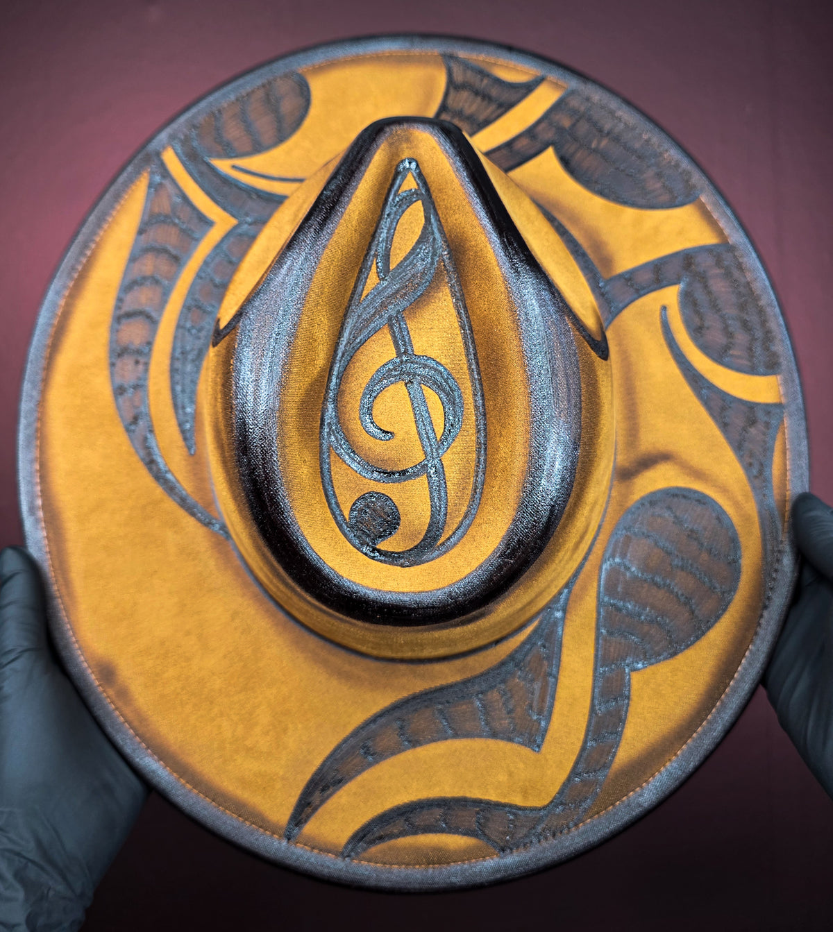 Torched Wheat Wide Brim Fedora (Music Notes)