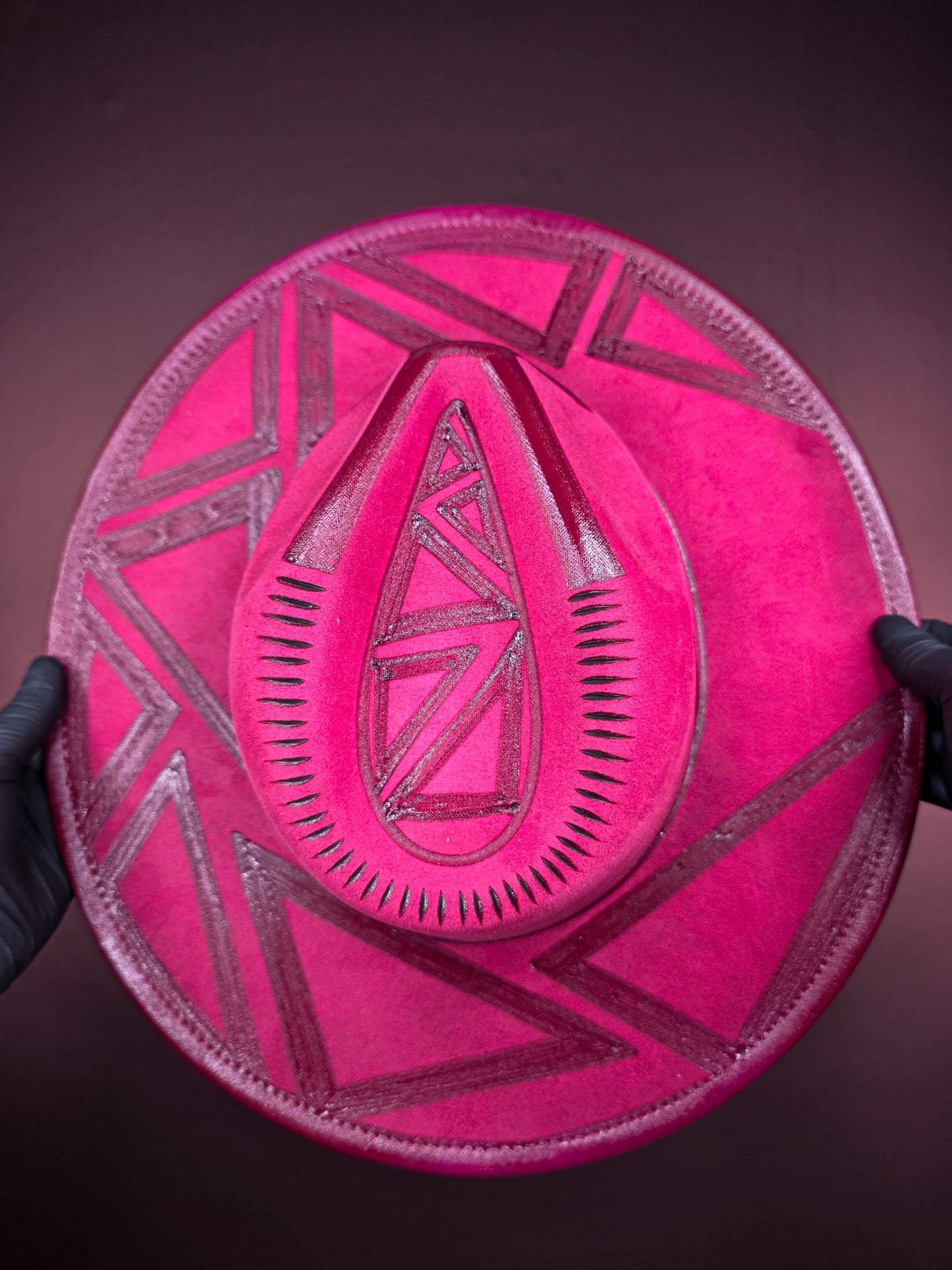 Torched Magenta/Maroon Wide Brim Fedora