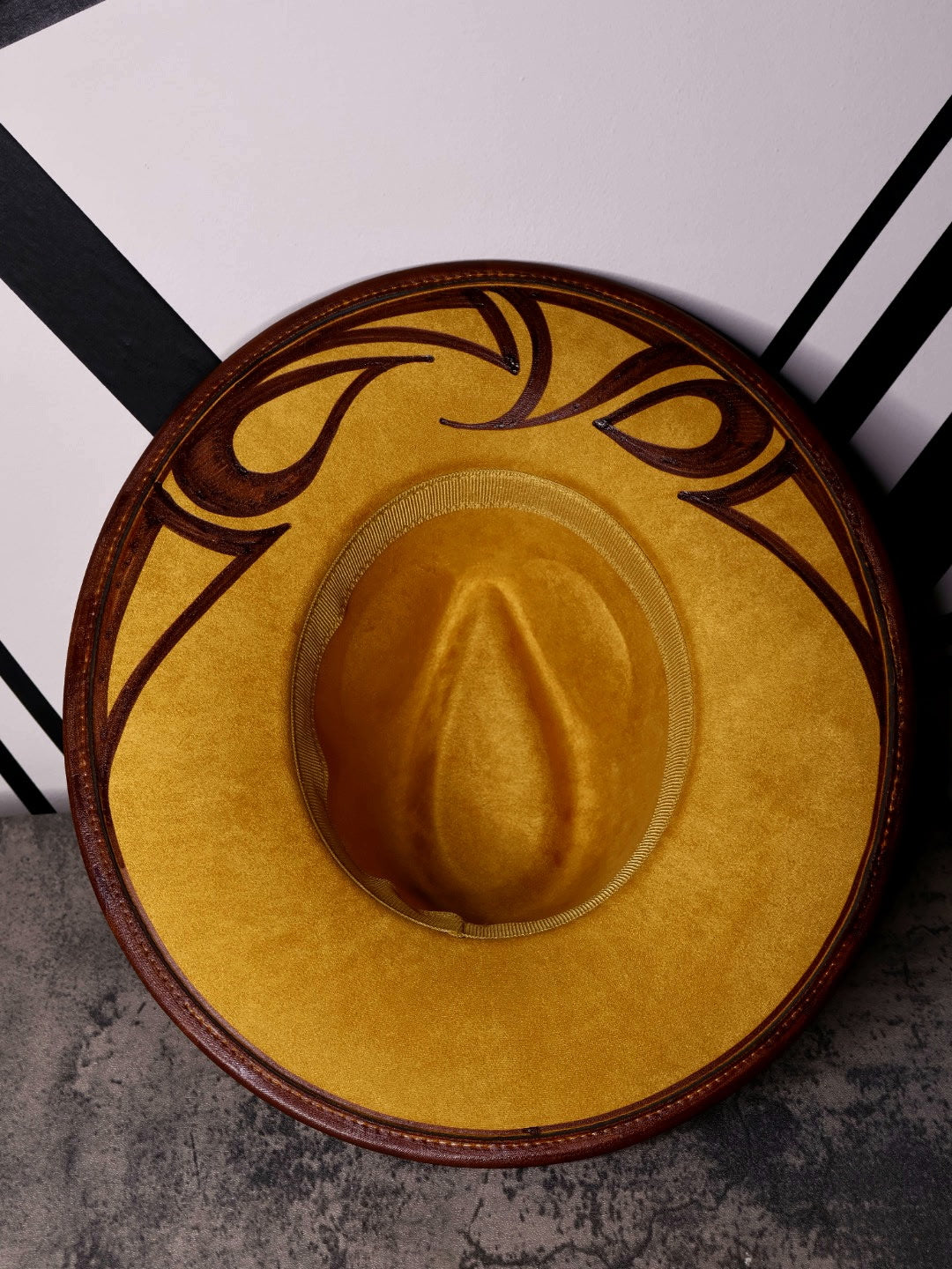 Marigold/Brown Wide Brim Fedora