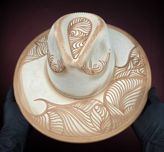 Torched Cream Wide Brim Fedora