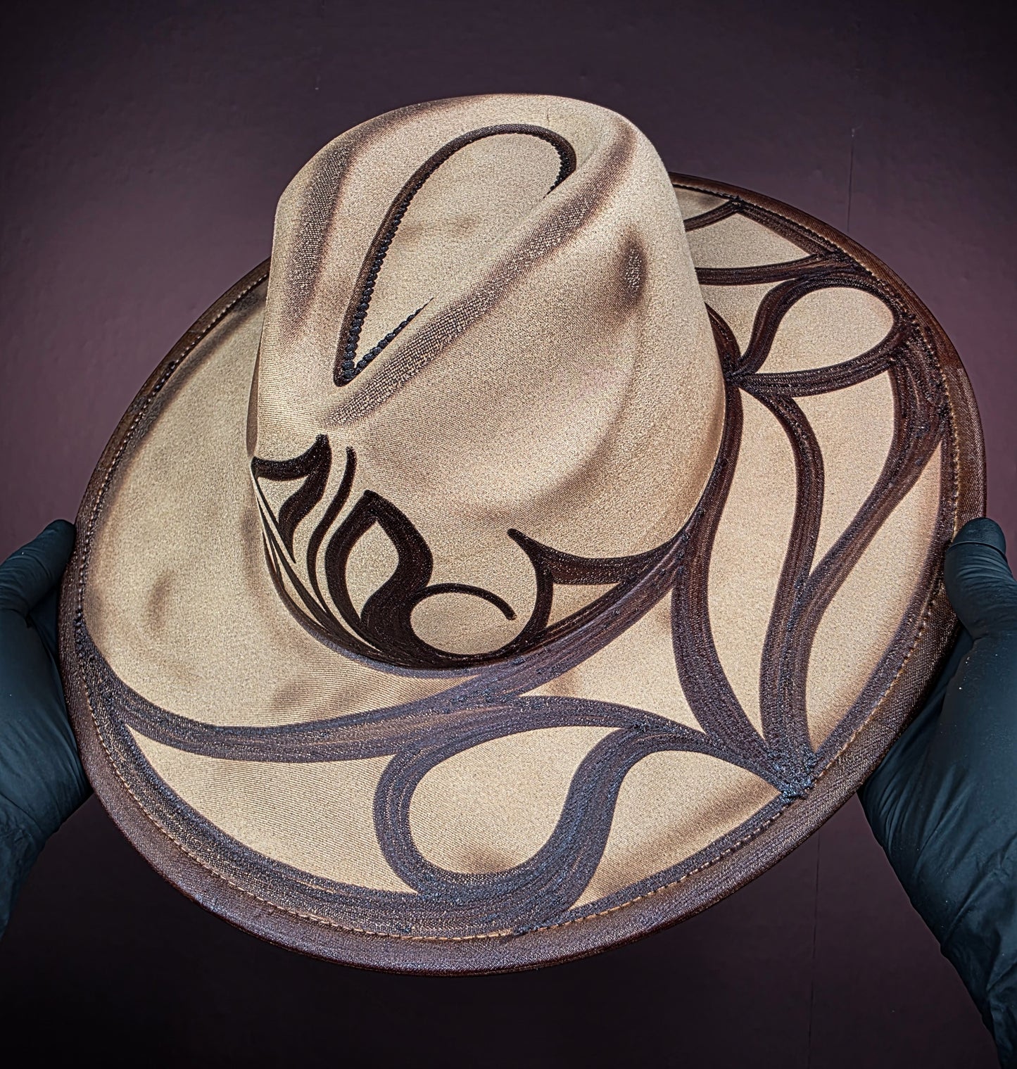 Torched Khaki Wide Brim Fedora