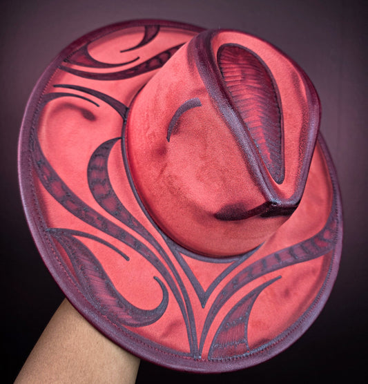 Torched Off Red Wide Brim Fedora II