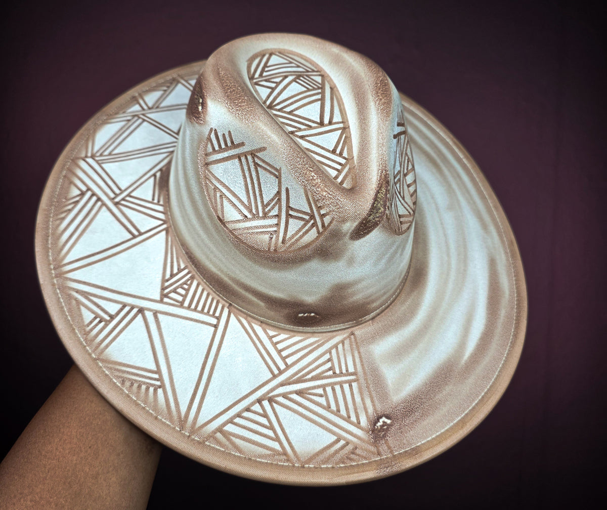 Torched Cream Wide Brim Fedora III