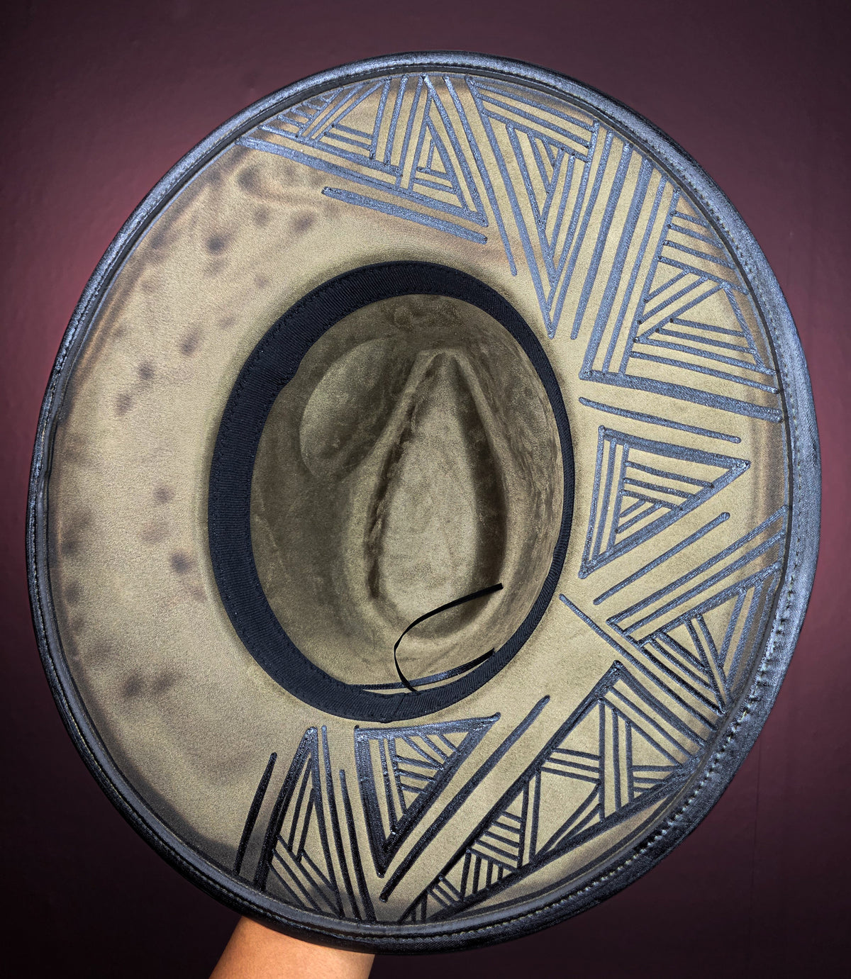Torched Olive Wide Brim Fedora