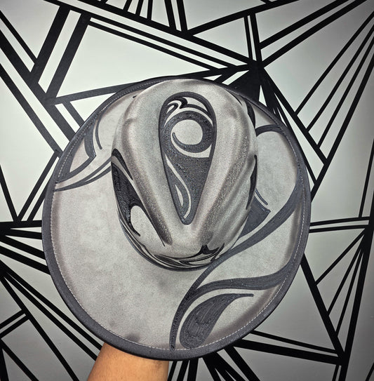 Gray/Black Wide Brim Fedora