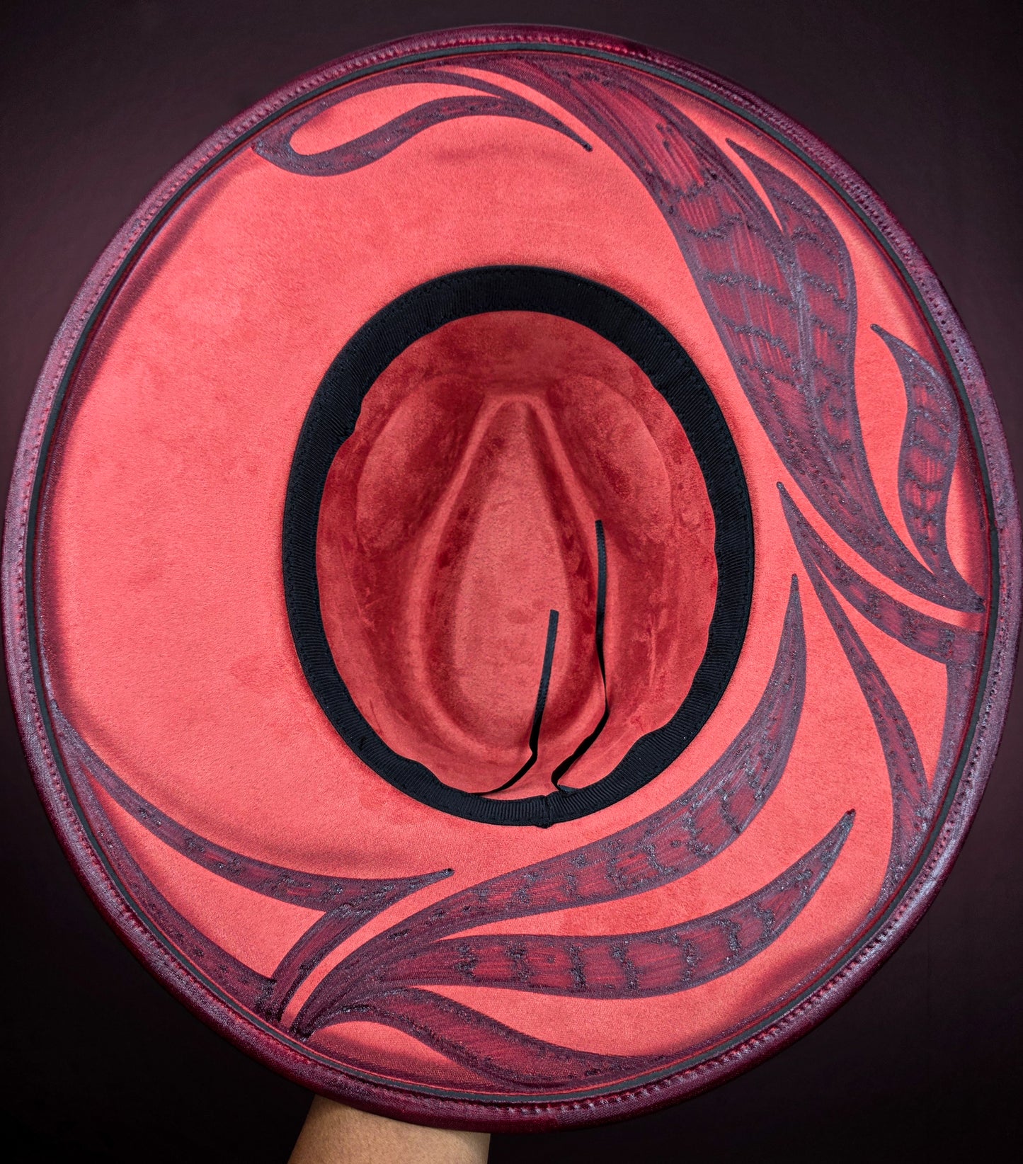 Torched Off Red Wide Brim Fedora II