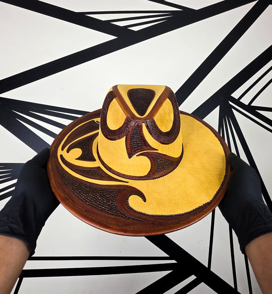 Marigold/Brown Wide Brim Fedora