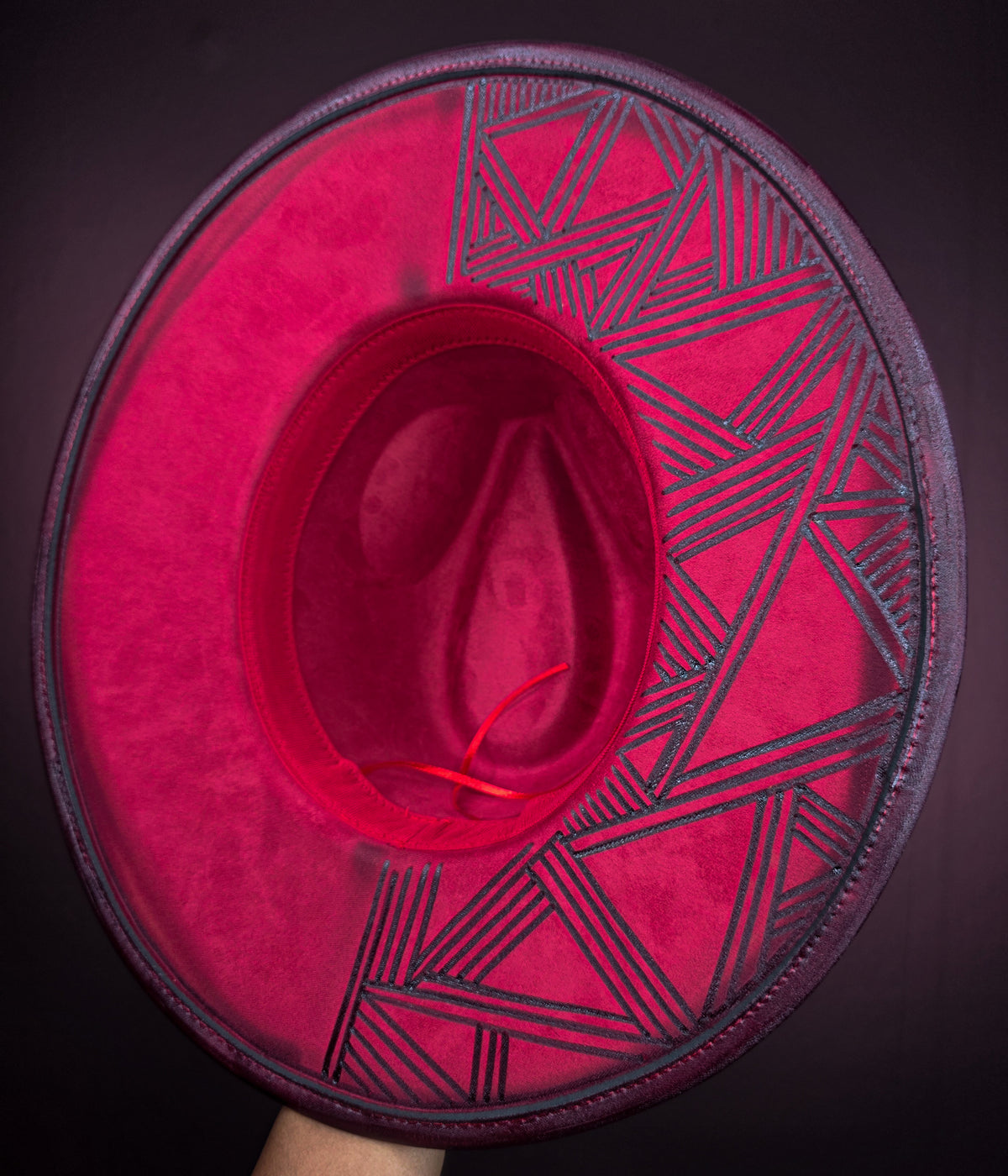 Torched Crimson Wide Brim Fedora