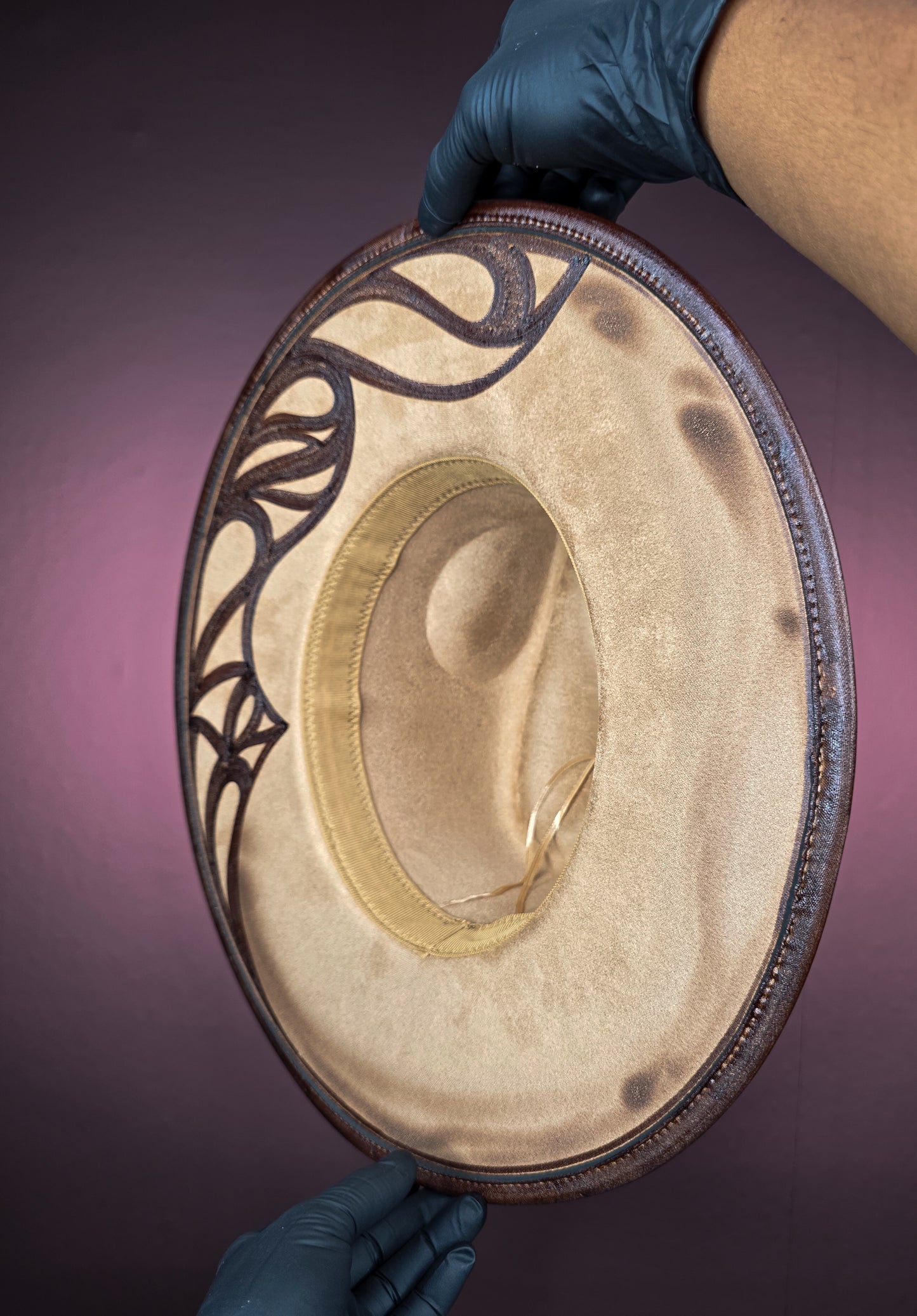 Torched Khaki Wide Brim Fedora