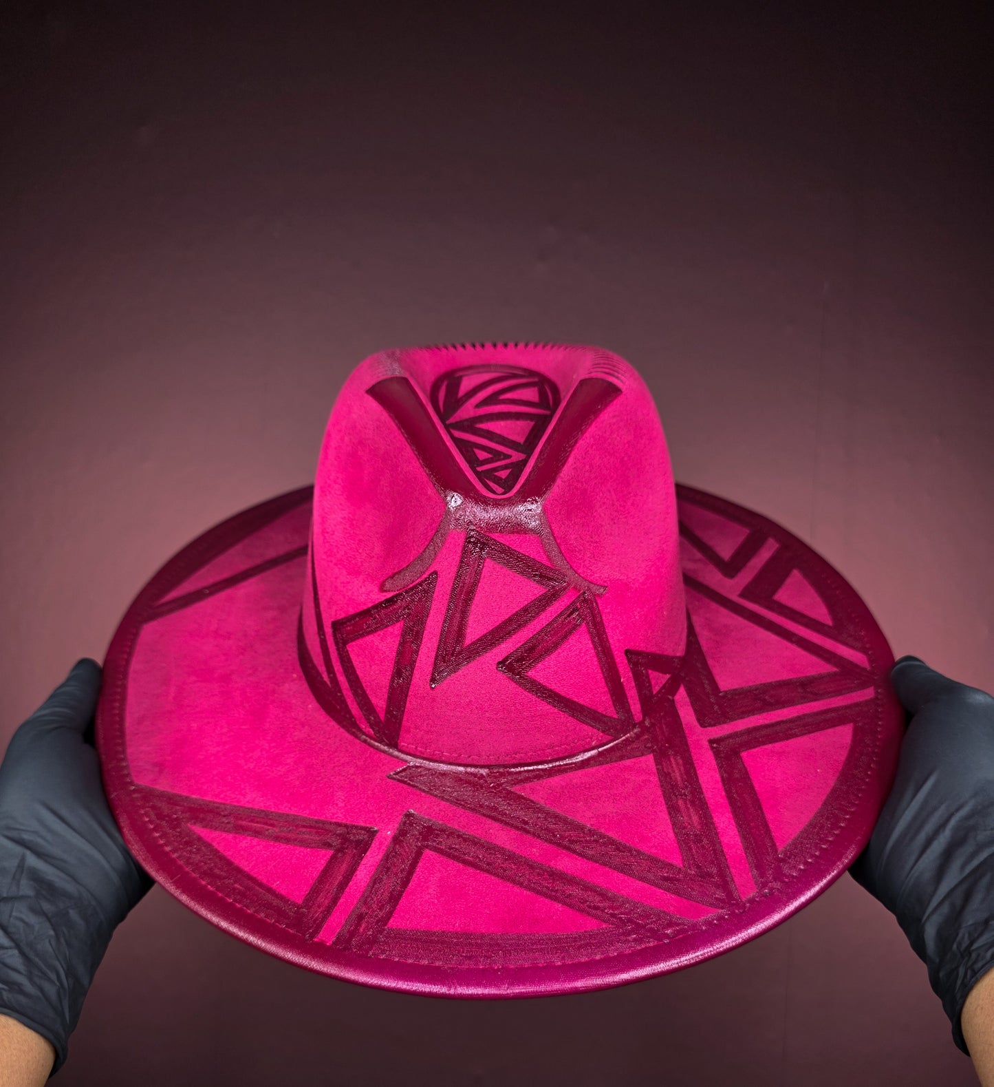 Torched Magenta/Maroon Wide Brim Fedora
