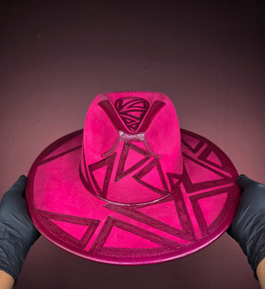 Torched Magenta/Maroon Wide Brim Fedora