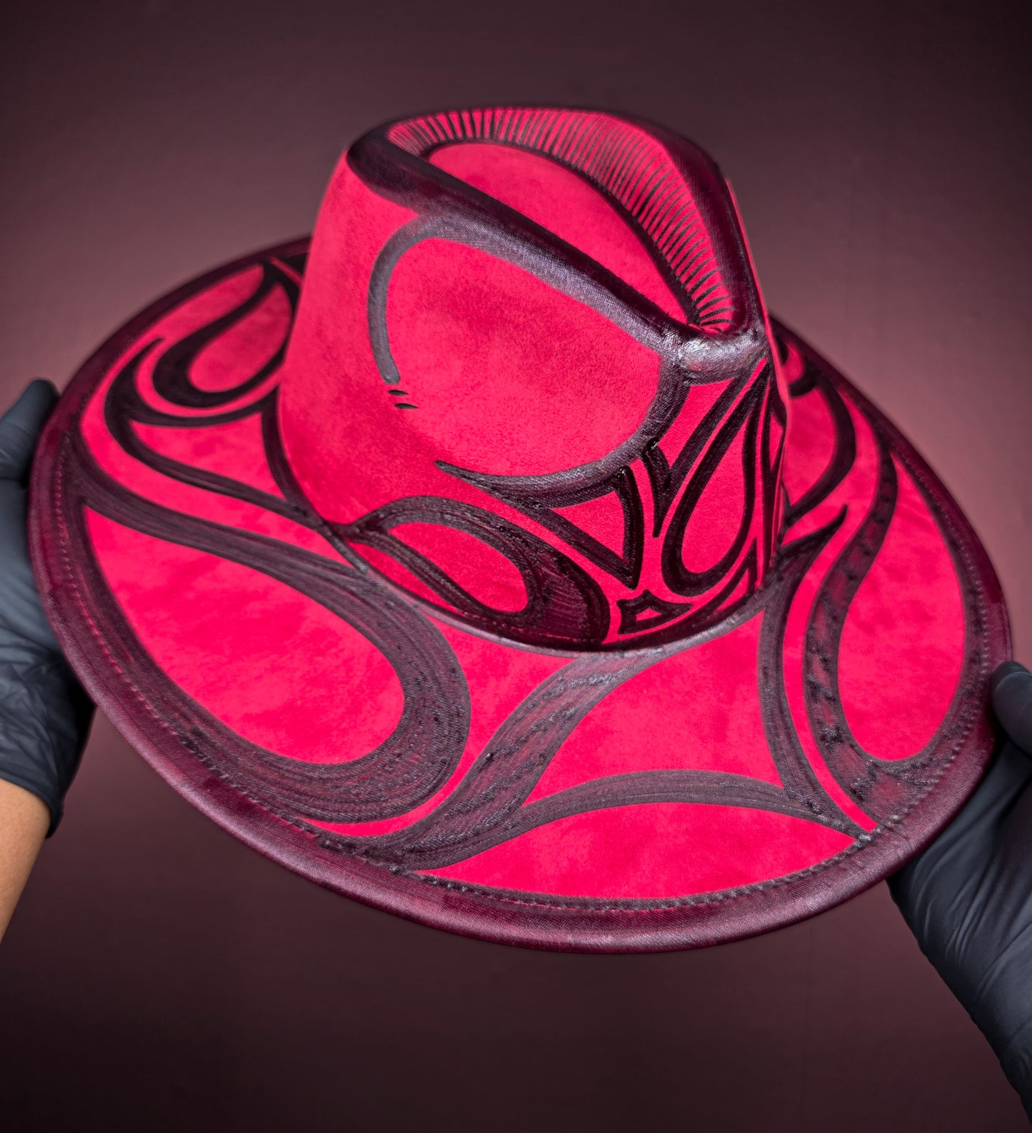 Crimson Wide Brim Fedora