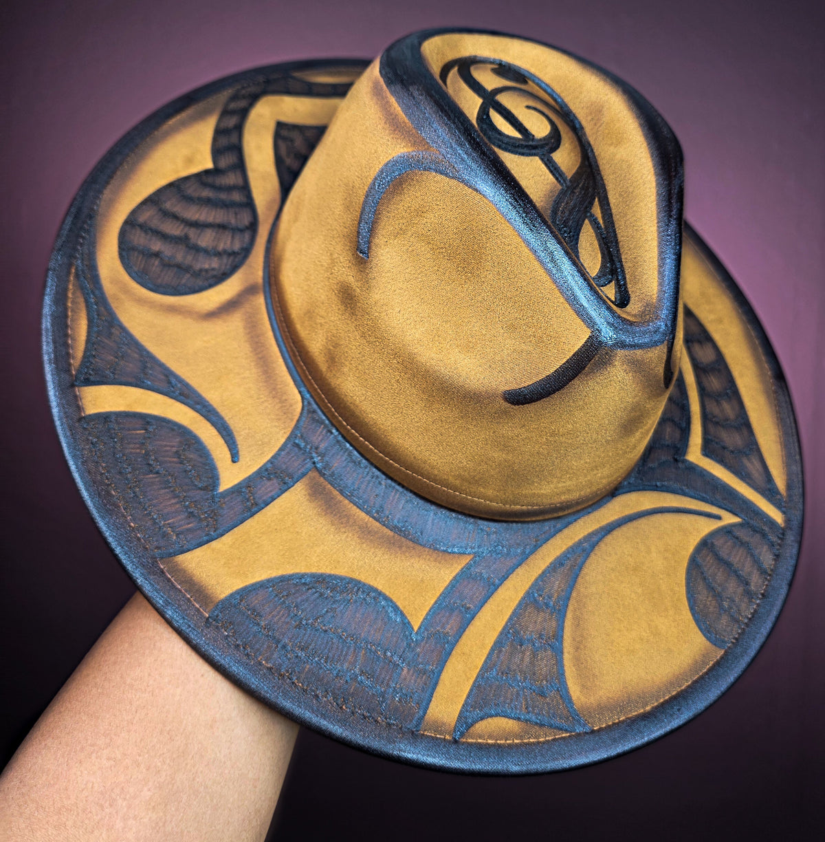 Torched Wheat Wide Brim Fedora (Music Notes)