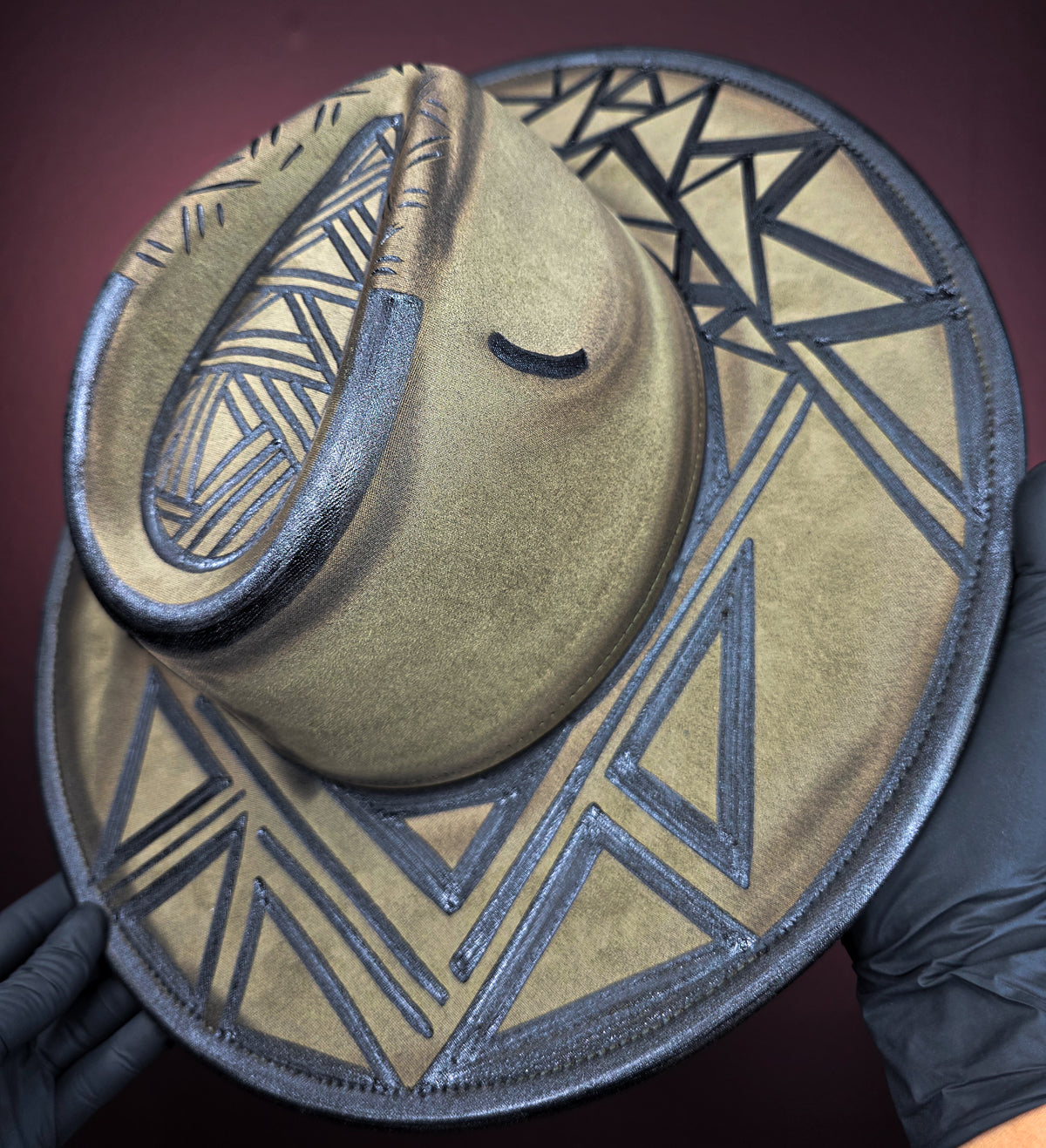 Torched Olive Wide Brim Fedora