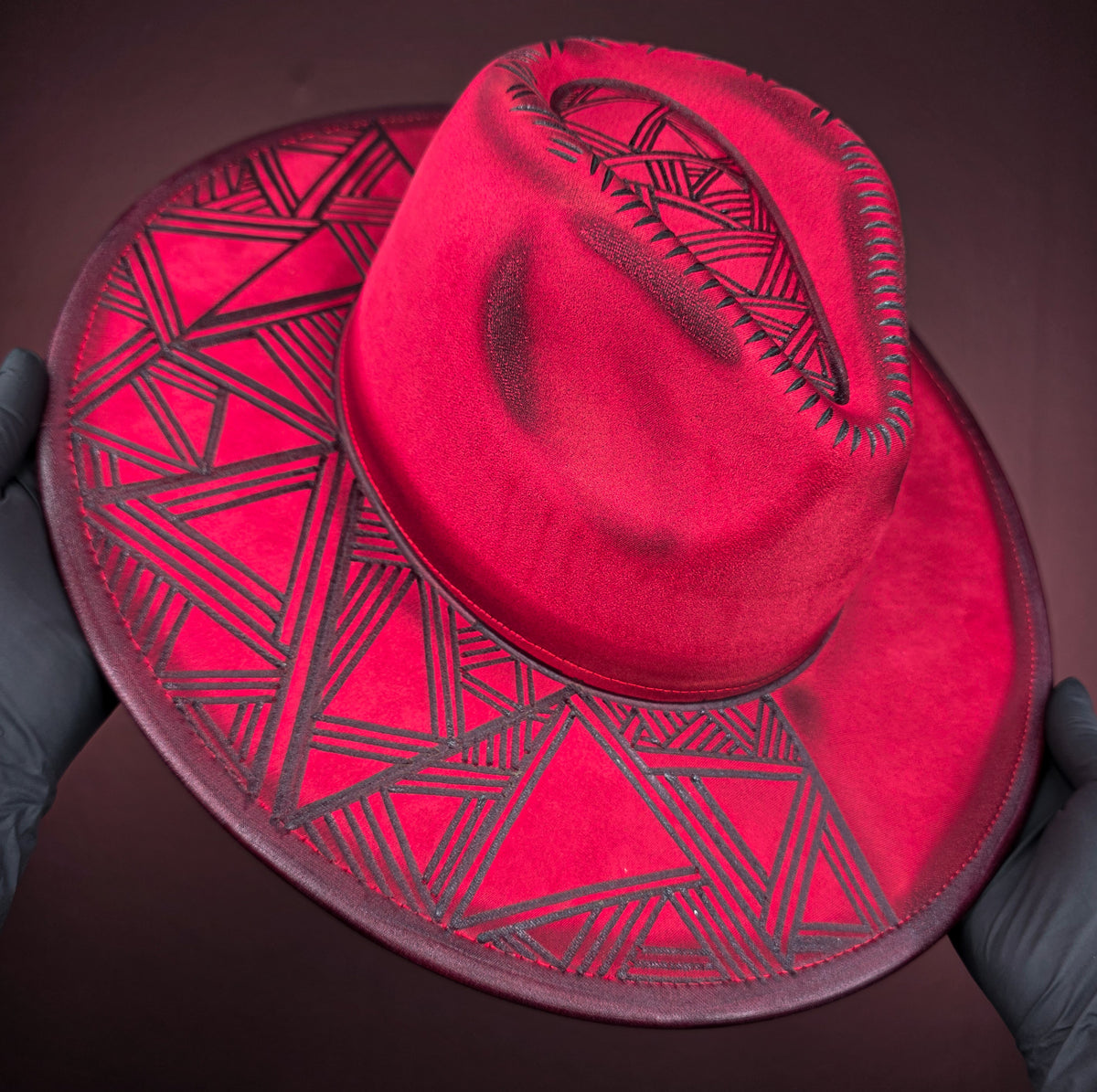 Torched Crimson Wide Brim Fedora