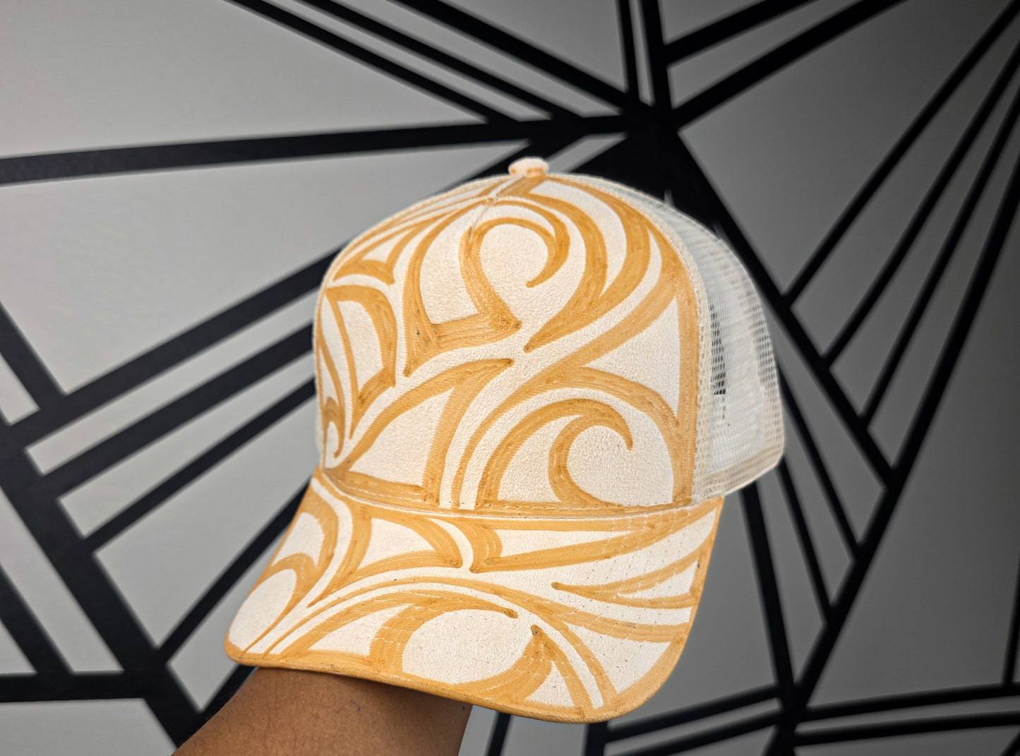 Cream Trucker Mesh Snapback
