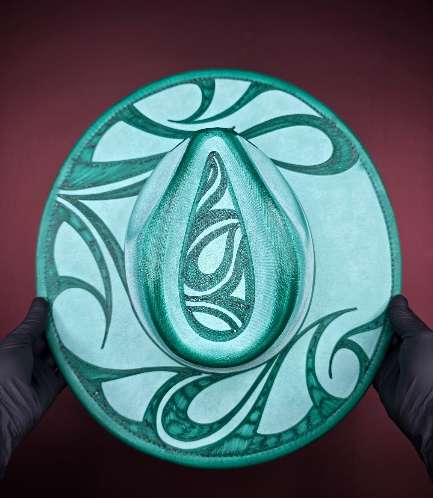 Torched Seafoam Green Wide Brim Fedora