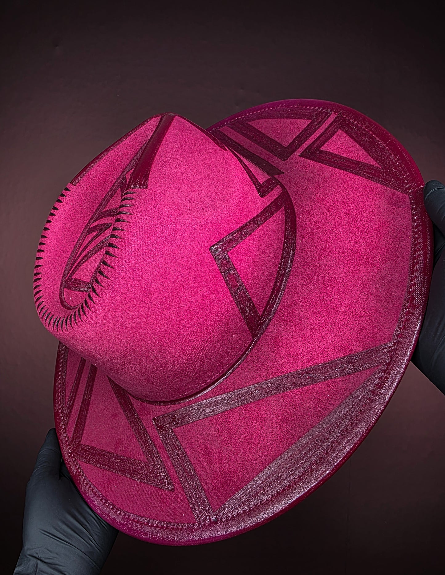 Torched Magenta/Maroon Wide Brim Fedora