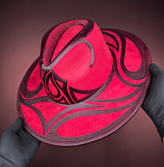 Crimson Wide Brim Fedora