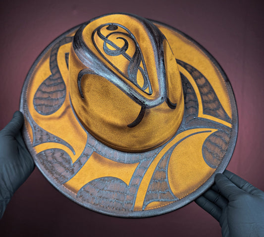 Torched Wheat Wide Brim Fedora (Music Notes)