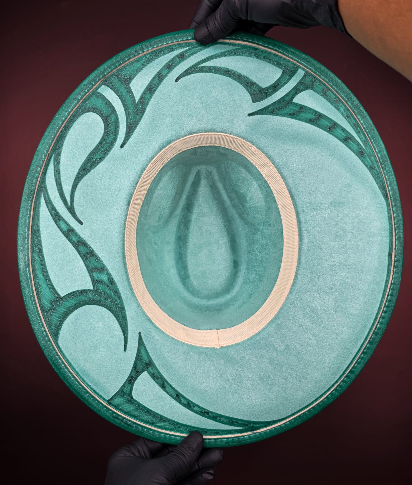 Torched Seafoam Green Wide Brim Fedora